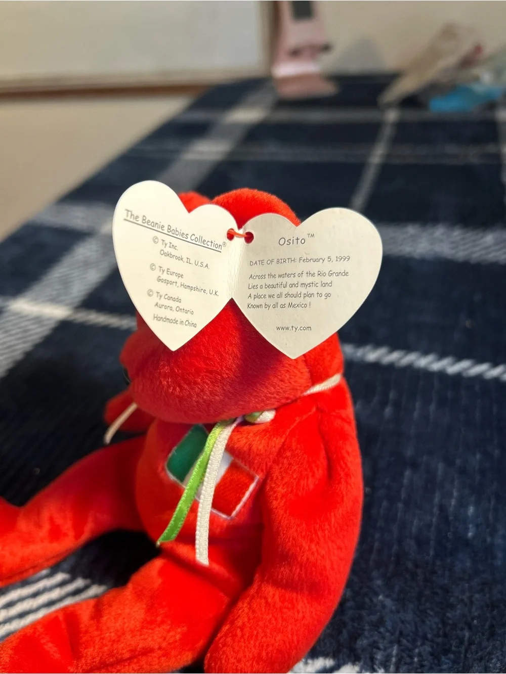 Ty Red Plush Bear ‘Osito’ with Mexico Flag Accent
